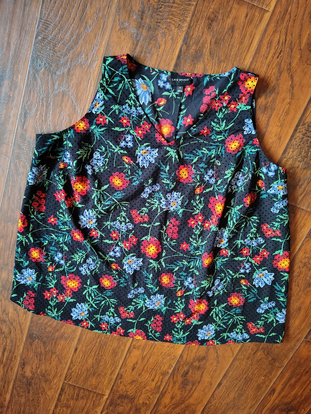 Lane Bryant floral and polka dot sheer sleeveless tank top blouse size 26